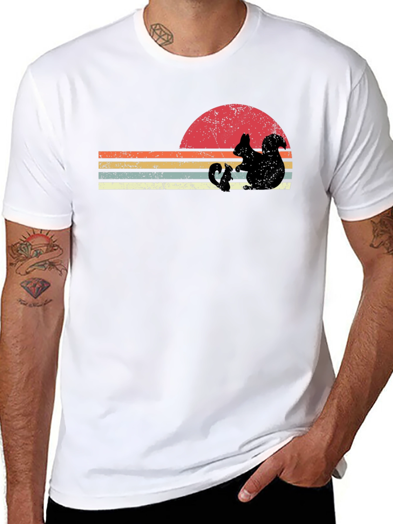 Retro Squirrel Sunset Graphic T-Shirt