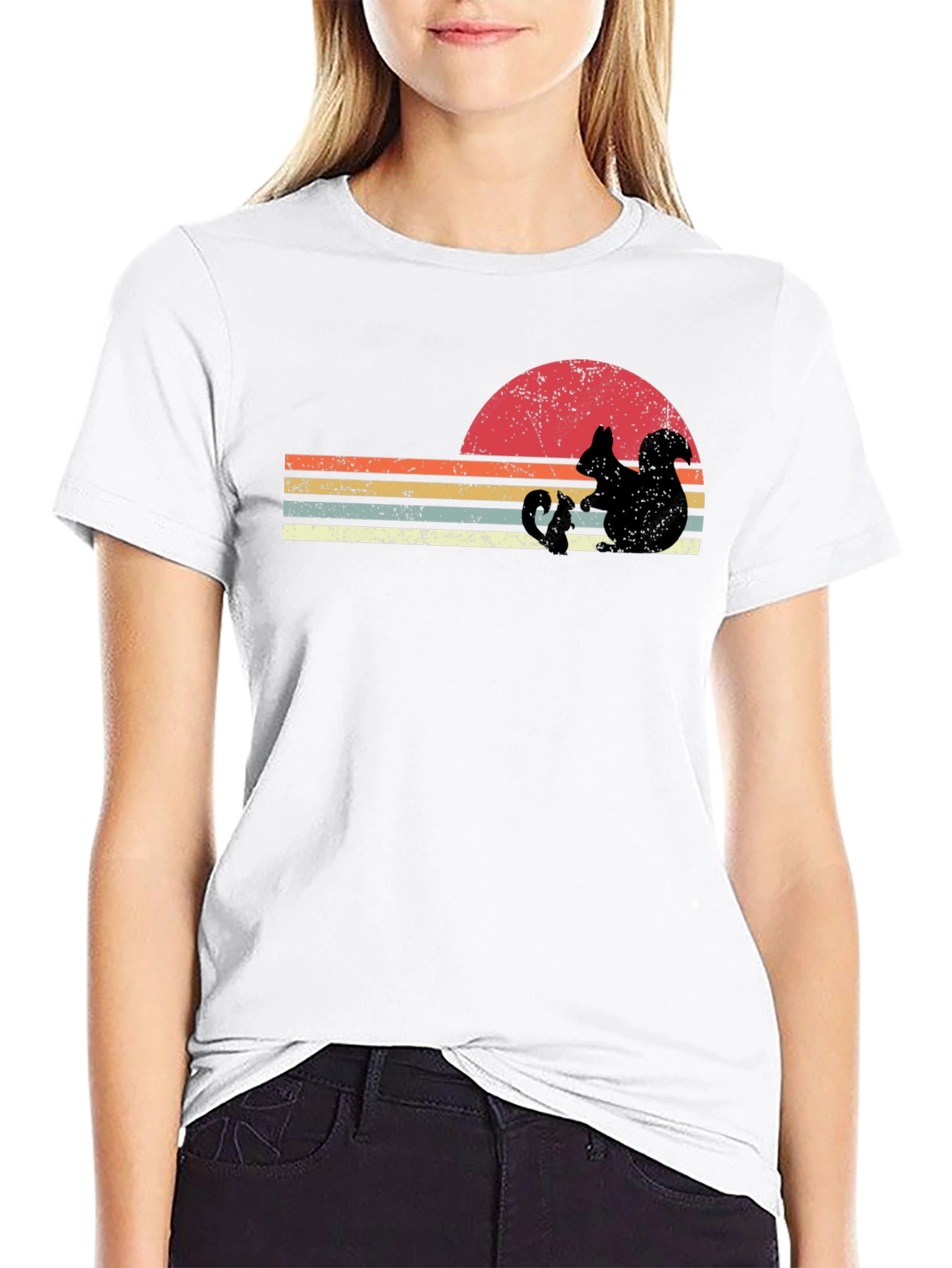 Retro Squirrel Sunset Graphic T-Shirt