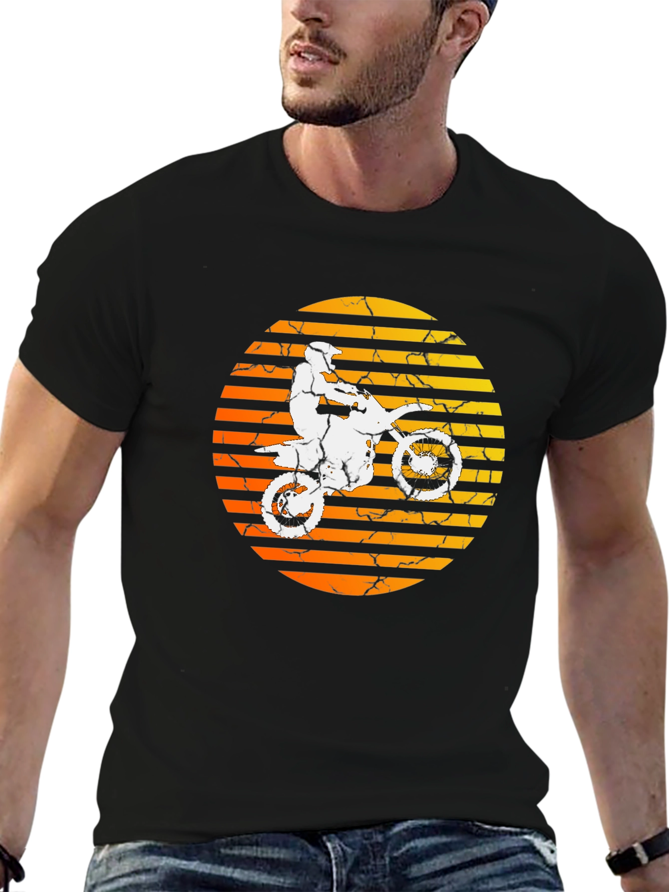 Motorcycle Rider Graphic T-Shirt - Black
