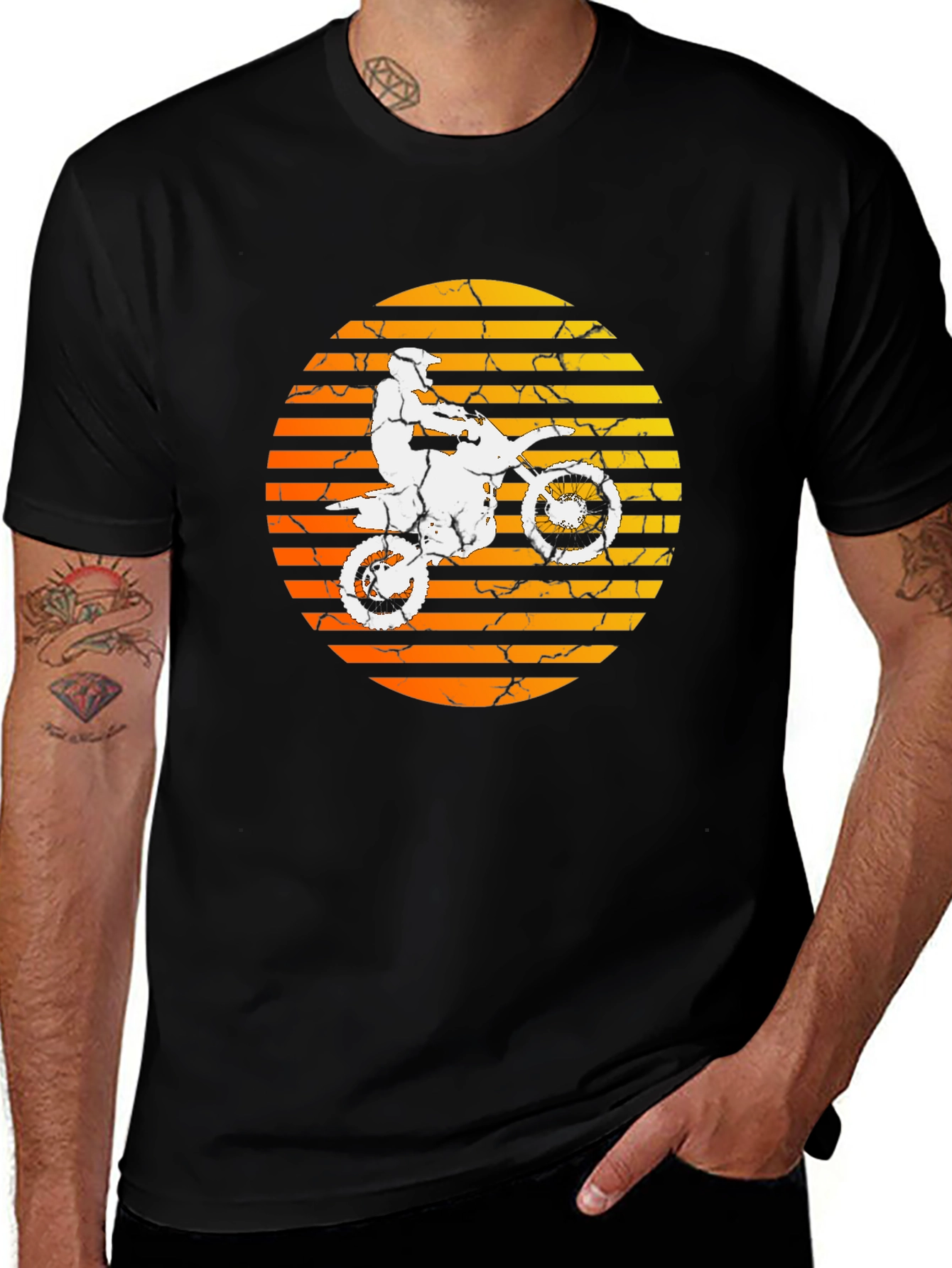Motorcycle Rider Graphic T-Shirt - Black