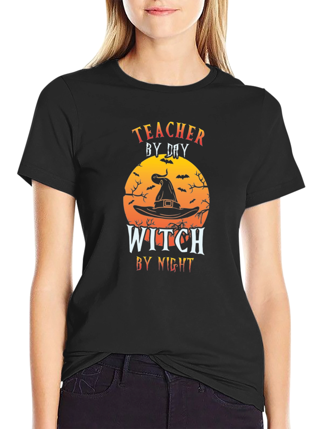 Teacher by Day Witch by Night Halloween T-Shirt