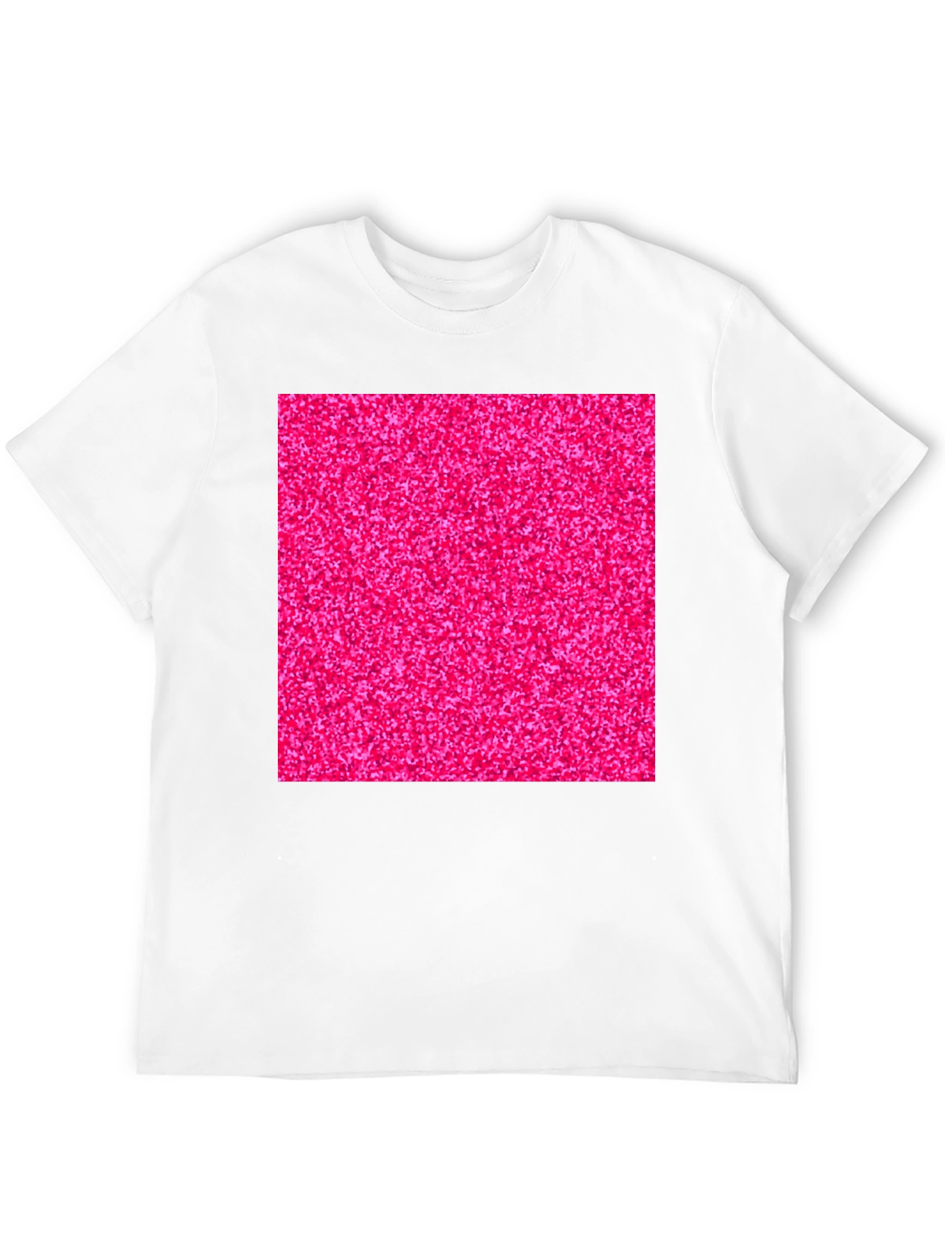 Bold Pink Glitter Graphic Black T-Shirt