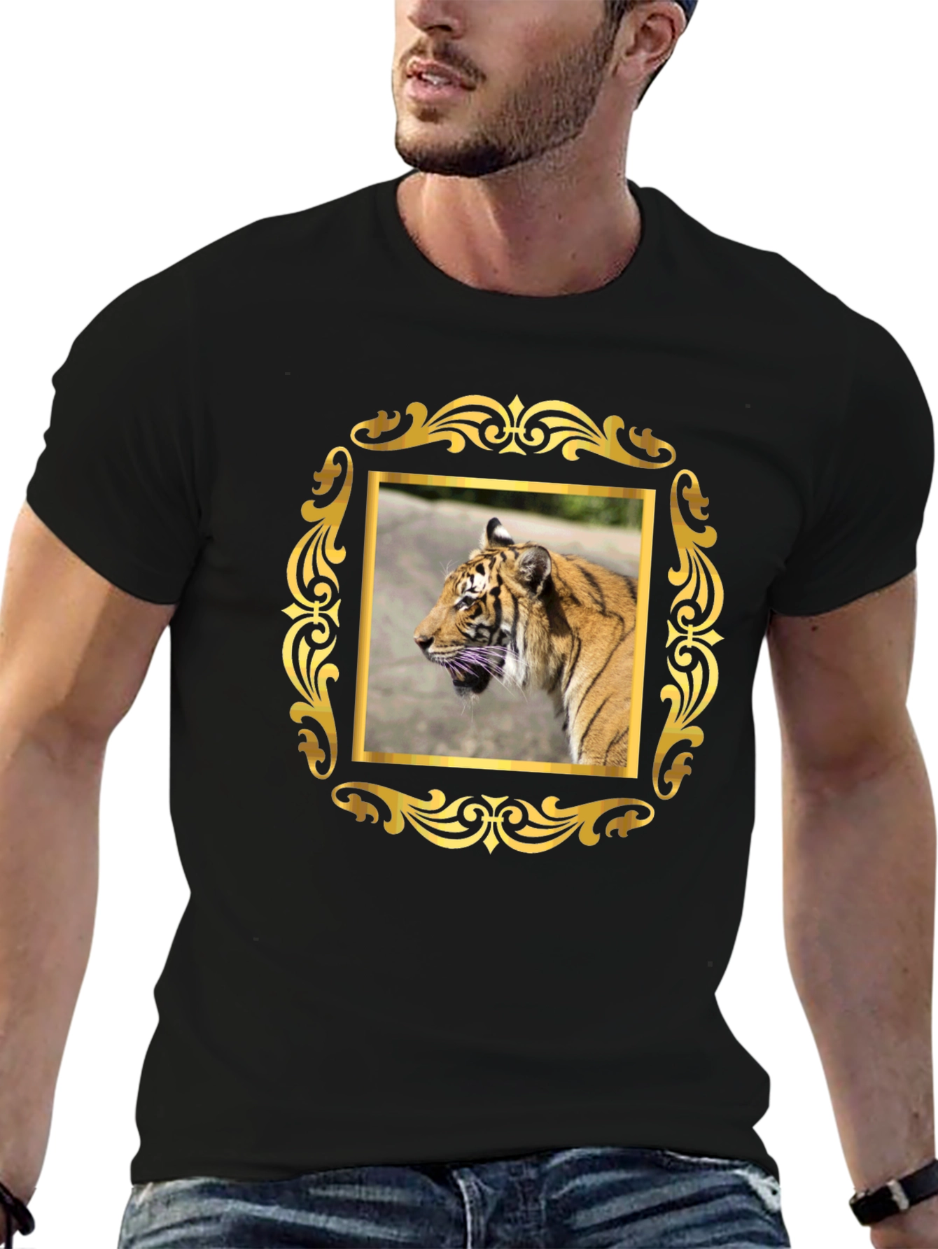 Tiger Graphic Tee - Black Cotton Blend