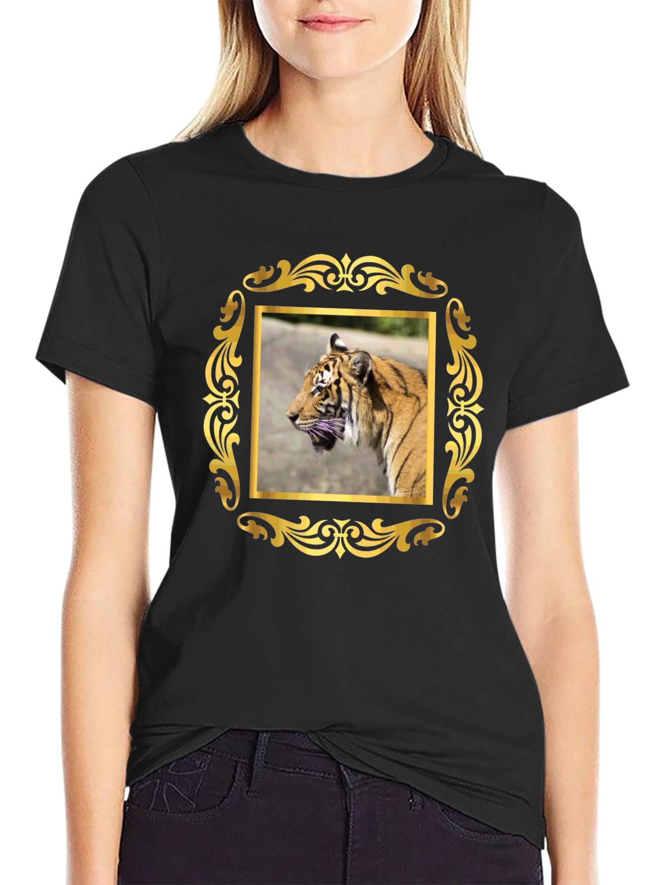 Tiger Graphic Tee - Black Cotton Blend