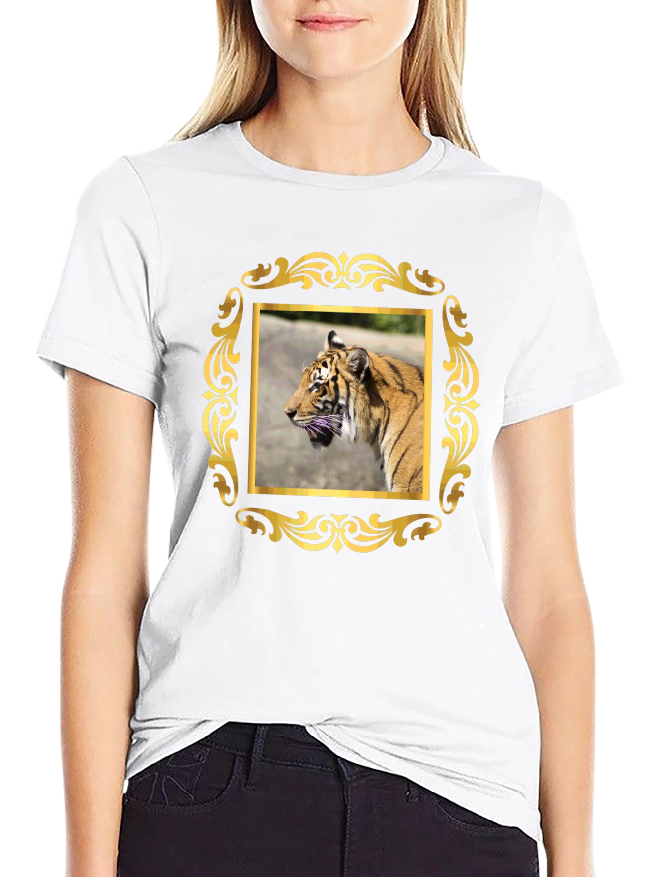 Tiger Graphic Tee - Black Cotton Blend