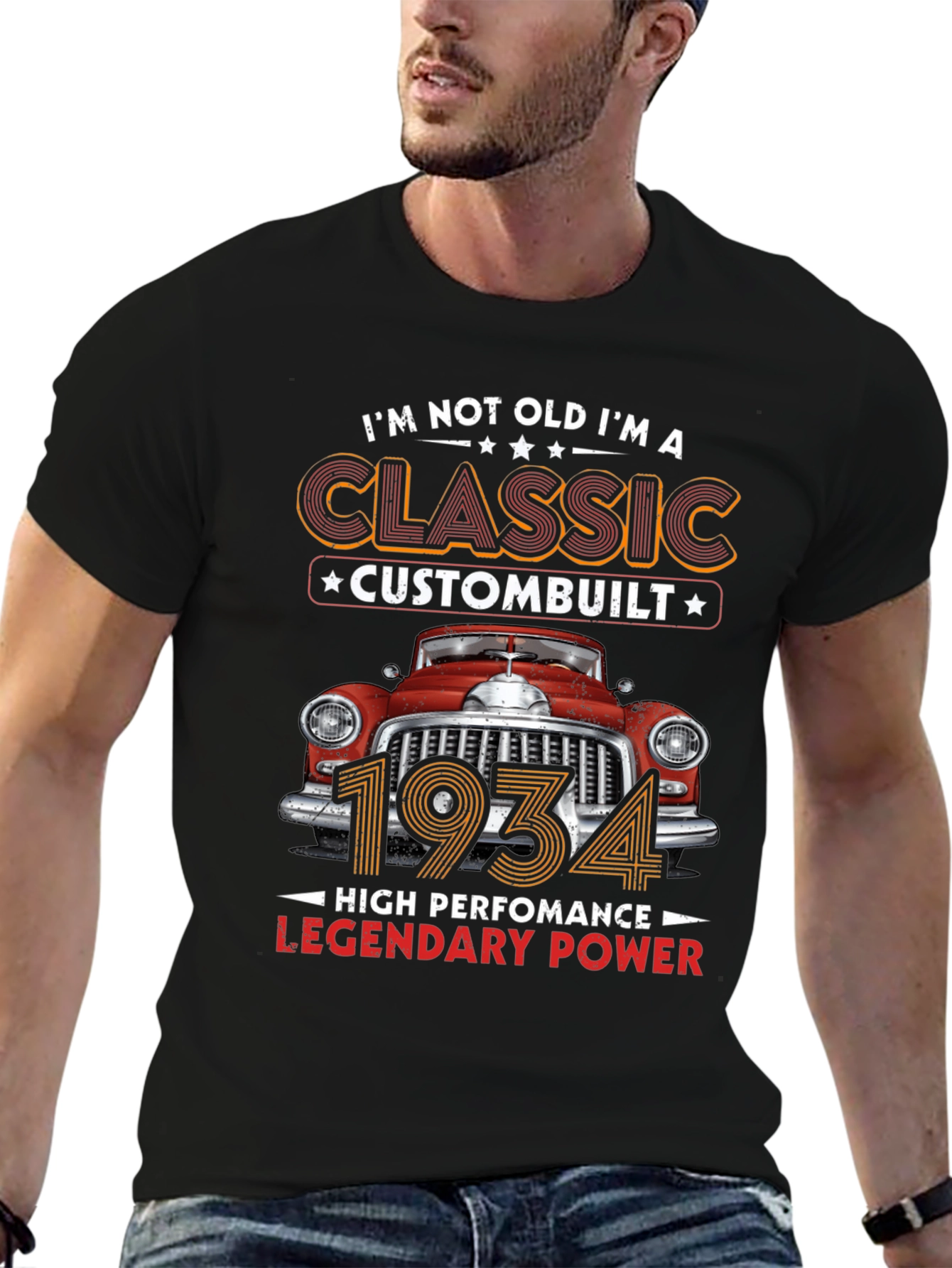 Classic 1934 Custombuilt Mens Black T-Shirt