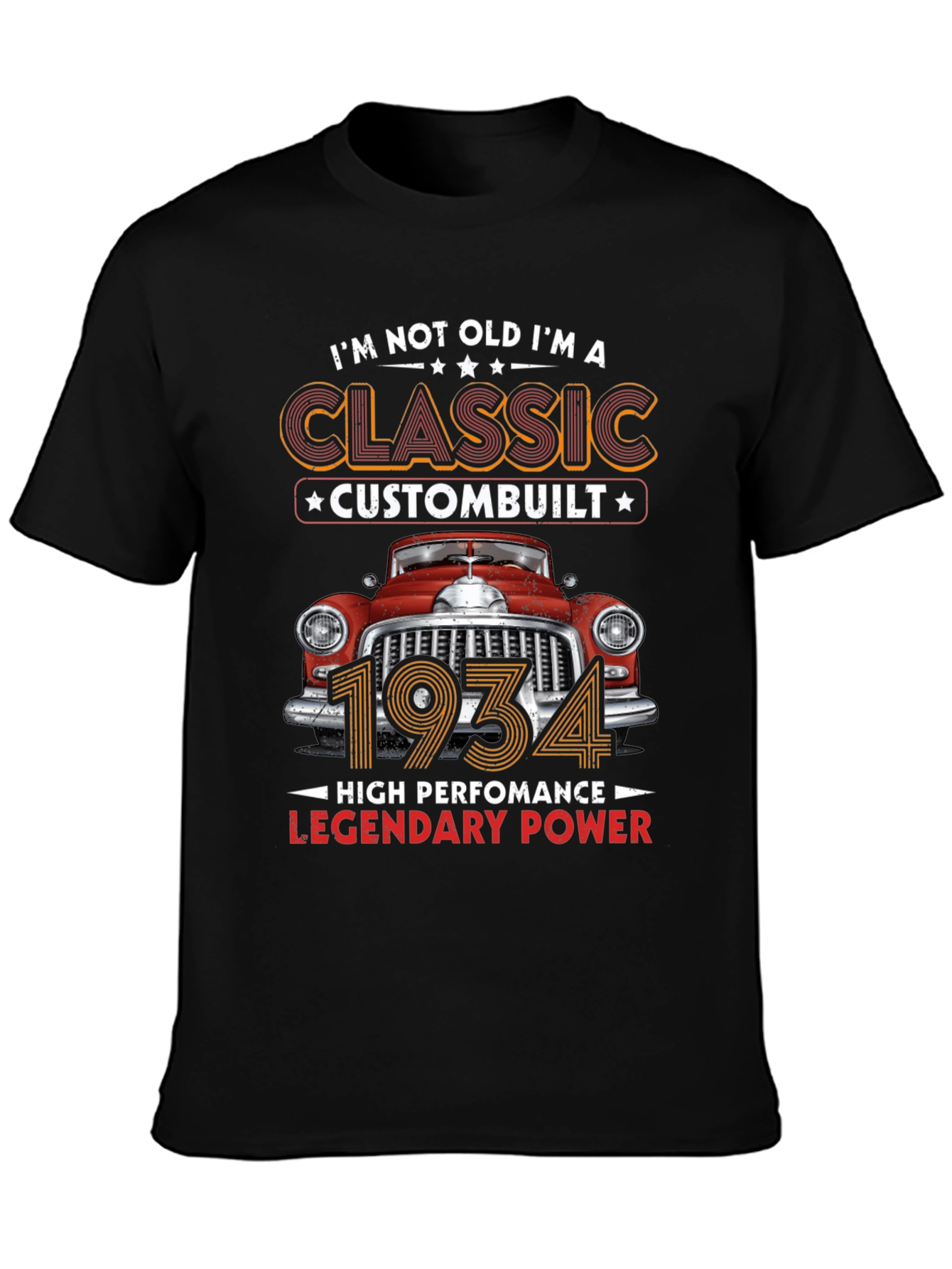 Classic 1934 Custombuilt Mens Black T-Shirt