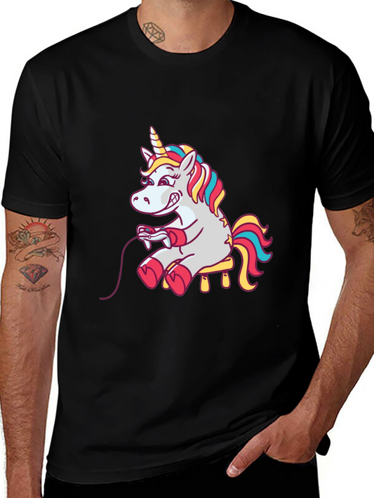 Gamer Unicorn Black T-Shirt - Whimsical Style