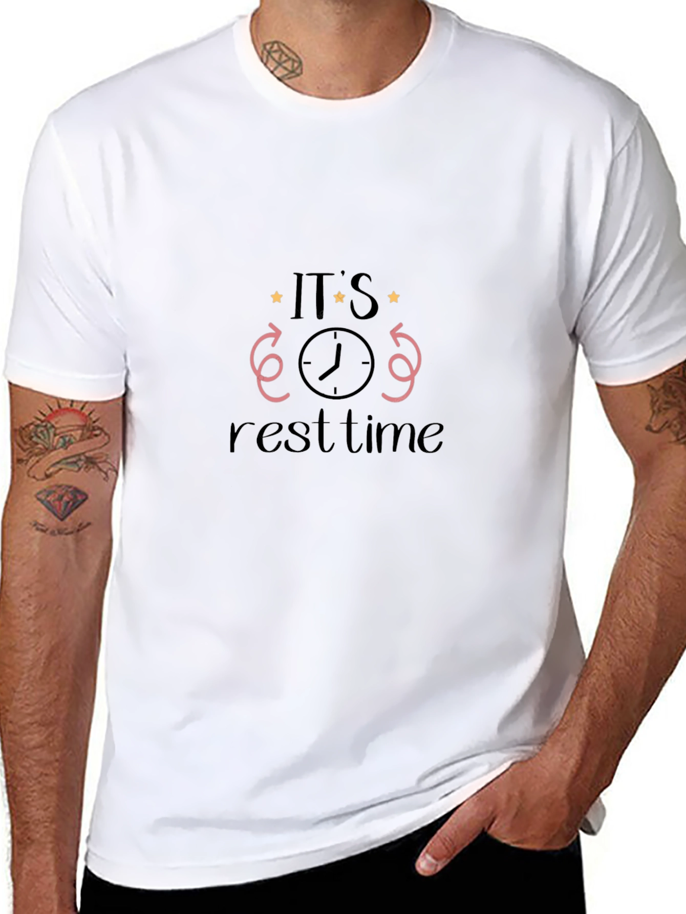 Its Rest Time Black Graphic Tee