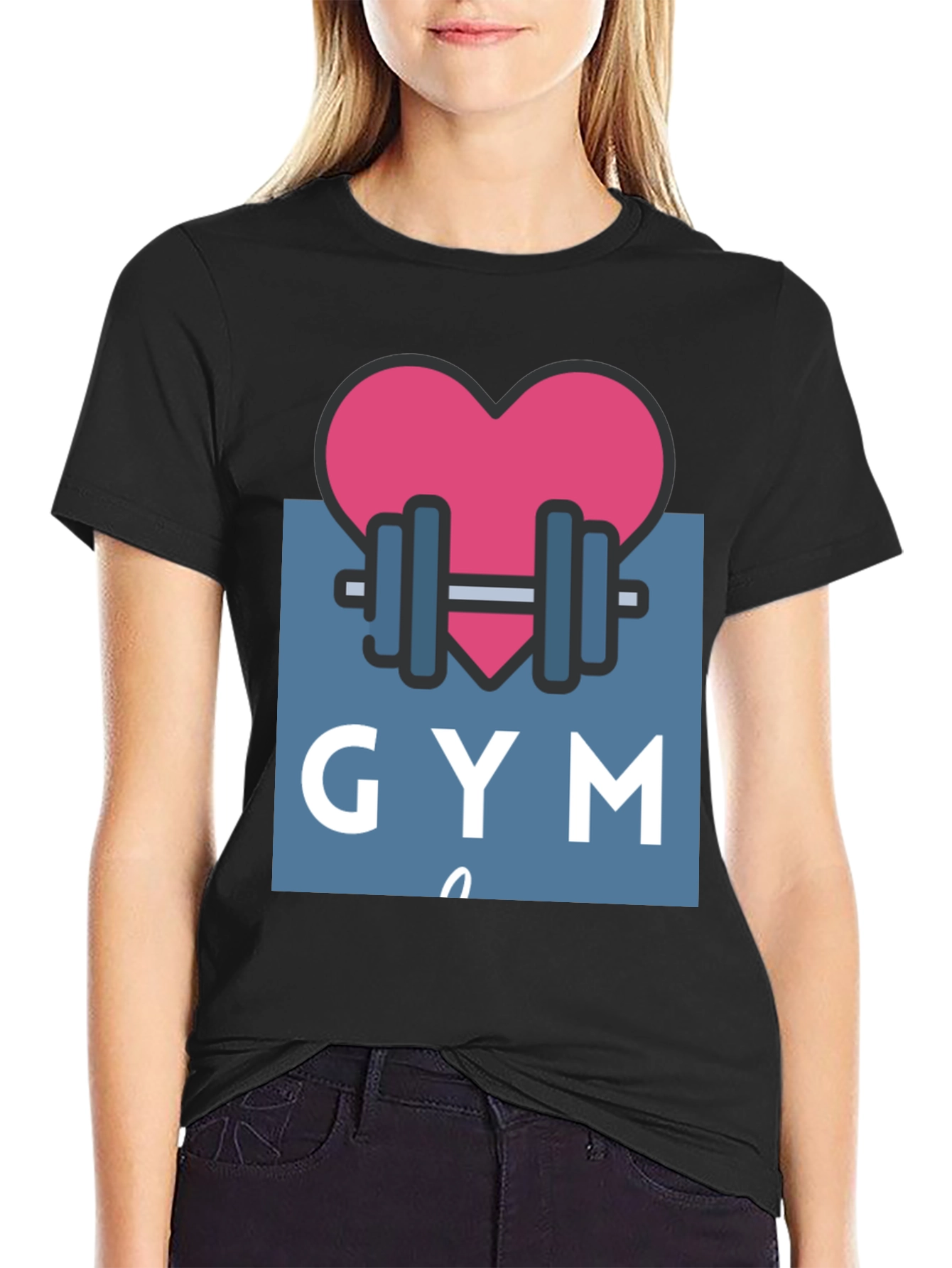 Gym Lovers Tee: Heart & Weights Design