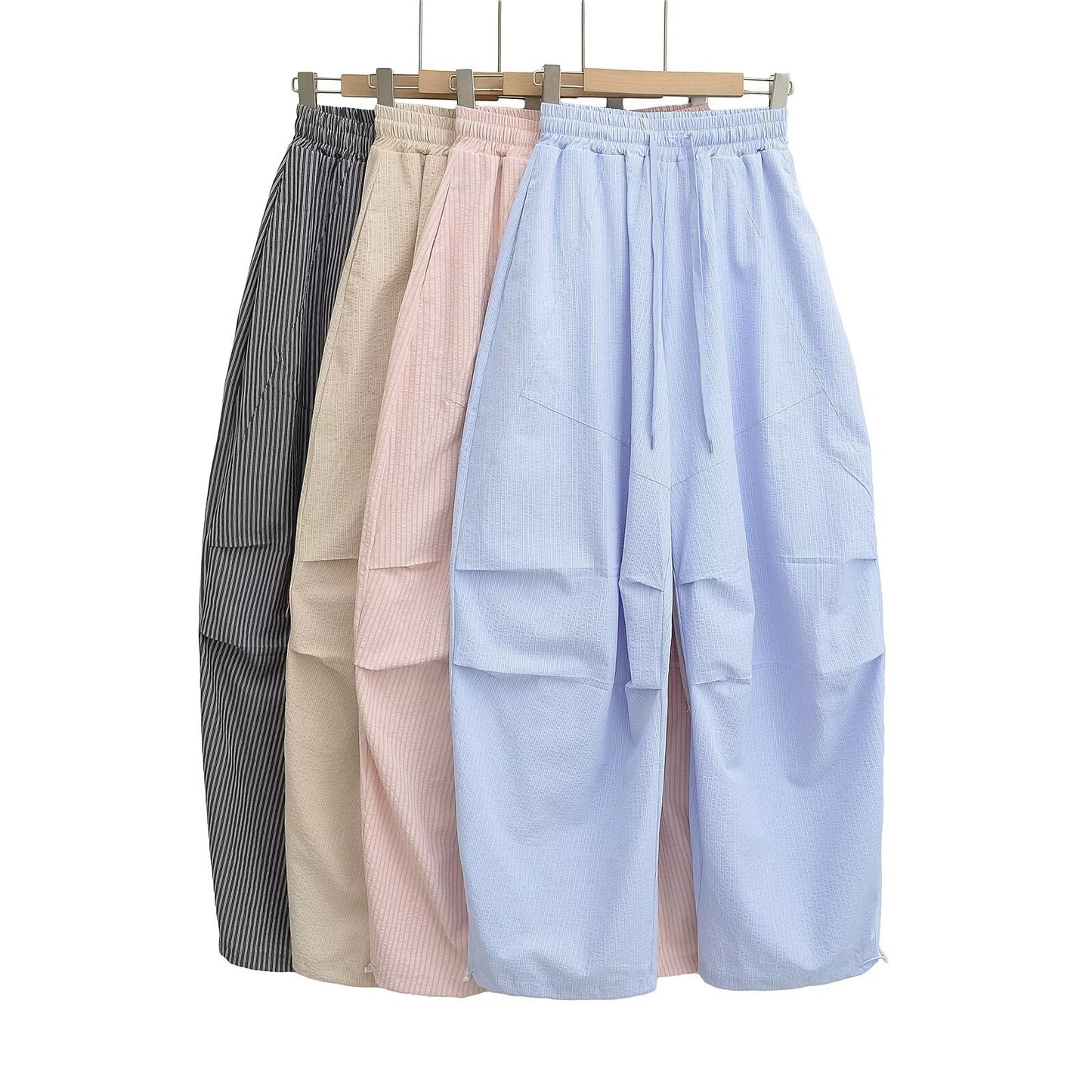 Striped wide leg workwear pants