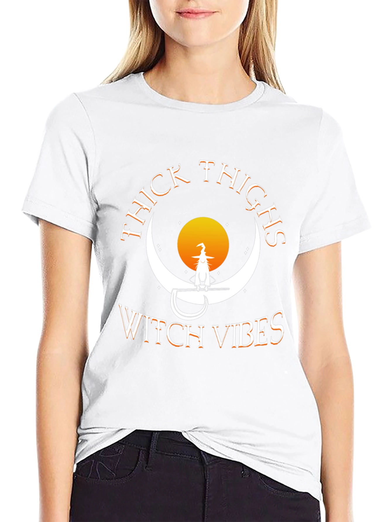 Thick Thighs Witch Vibes Halloween Tee