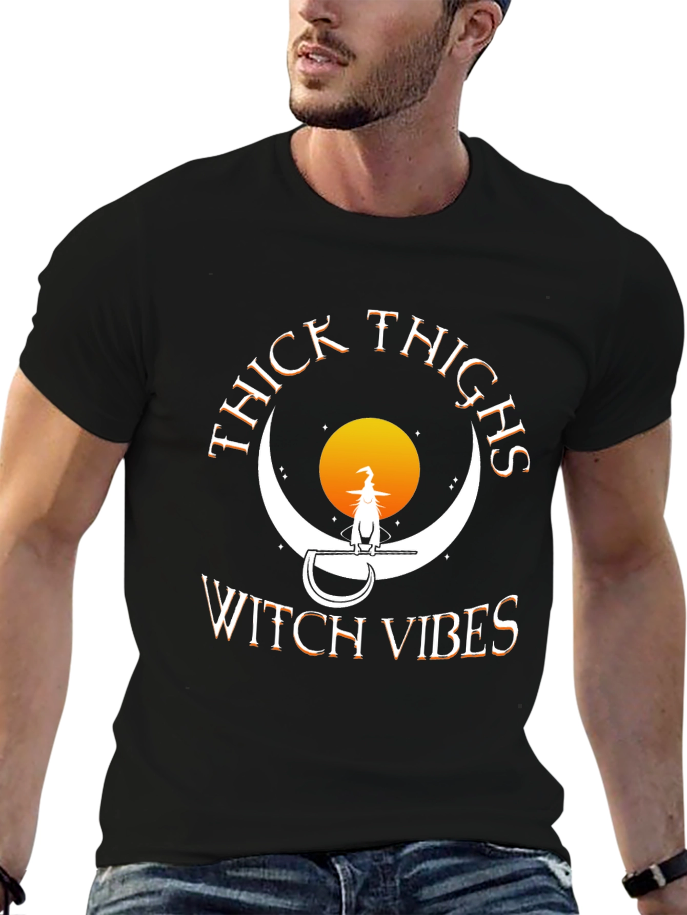 Thick Thighs Witch Vibes Halloween Tee
