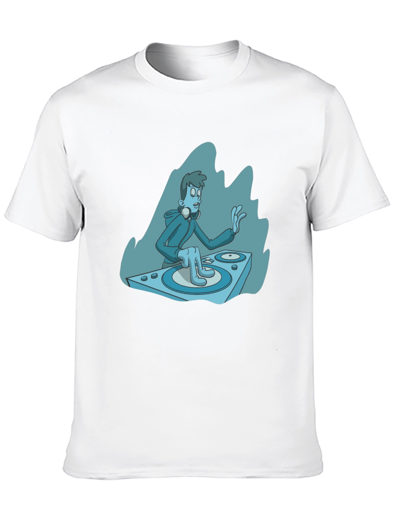 DJ Cartoon Graphic Tee - Black Cotton Blend