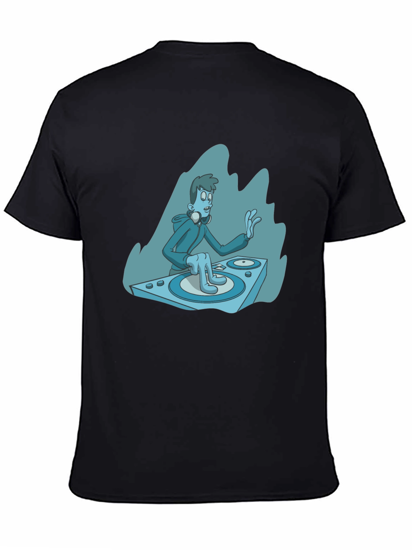 DJ Cartoon Graphic Tee - Black Cotton Blend