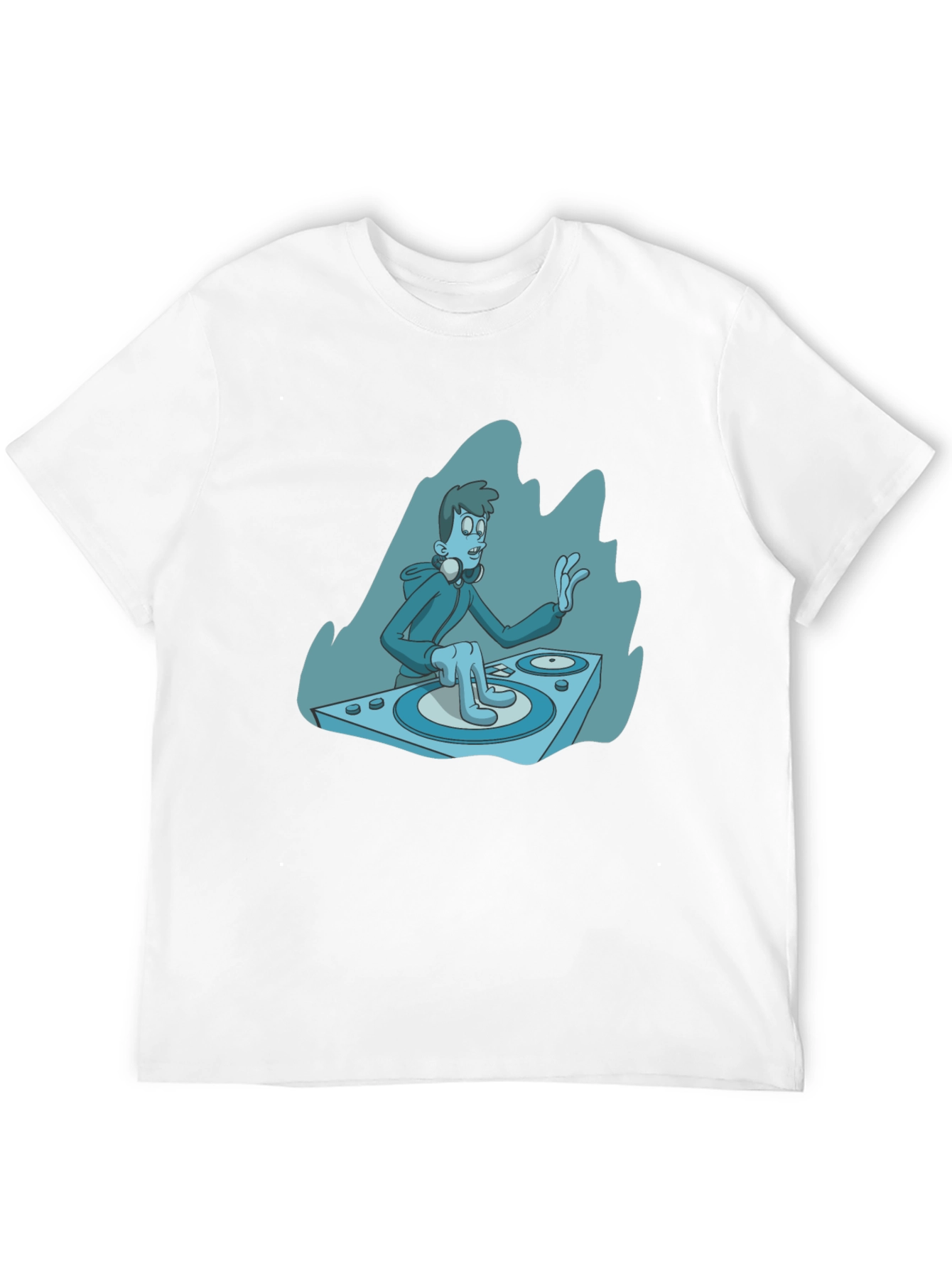 DJ Cartoon Graphic Tee - Black Cotton Blend