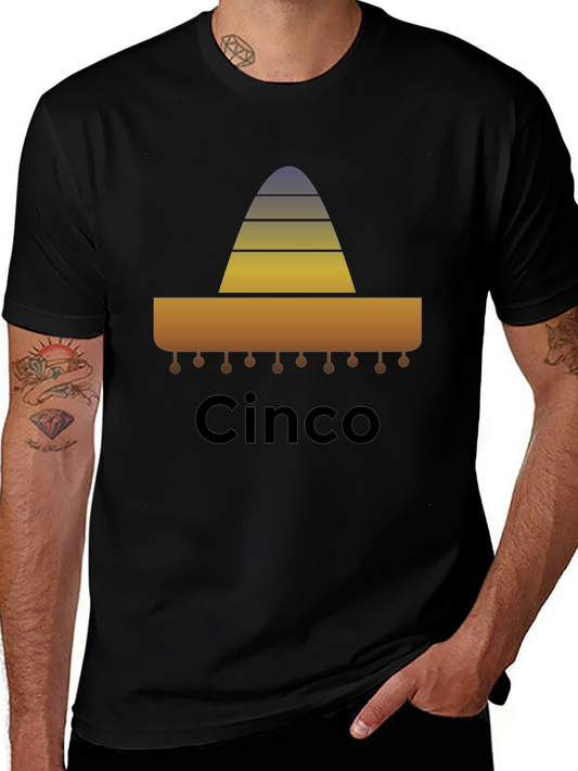 Cinco De Mayo Sombrero Graphic Tee - Black Cotton Blend