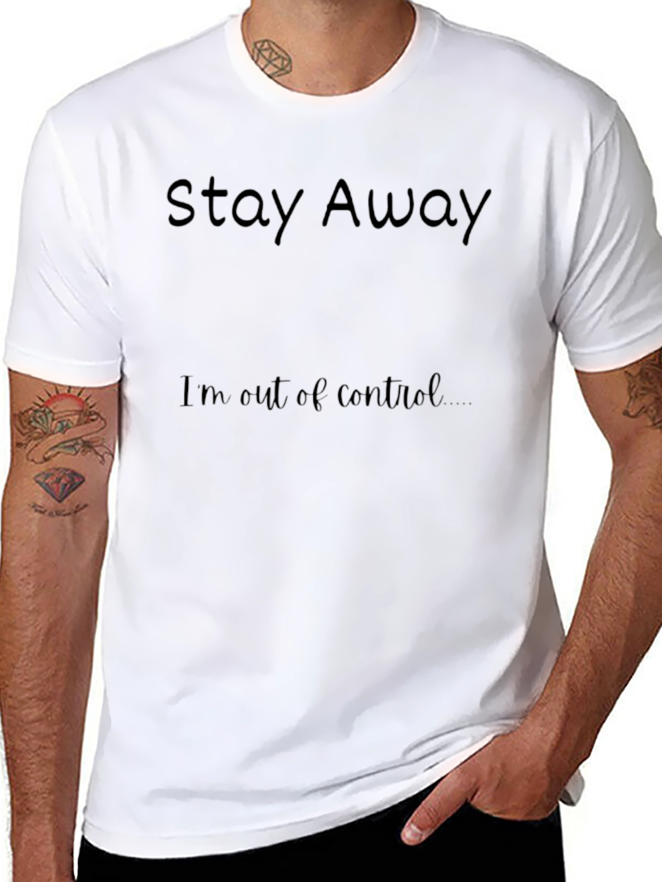 Stay Away Graphic Tee - Black Casual T-Shirt