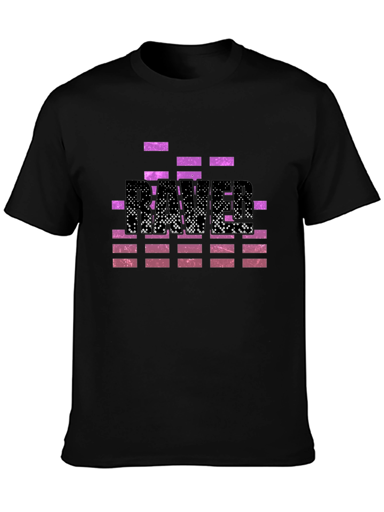Retro Rave T-Shirt - Black with Purple Pixel Design