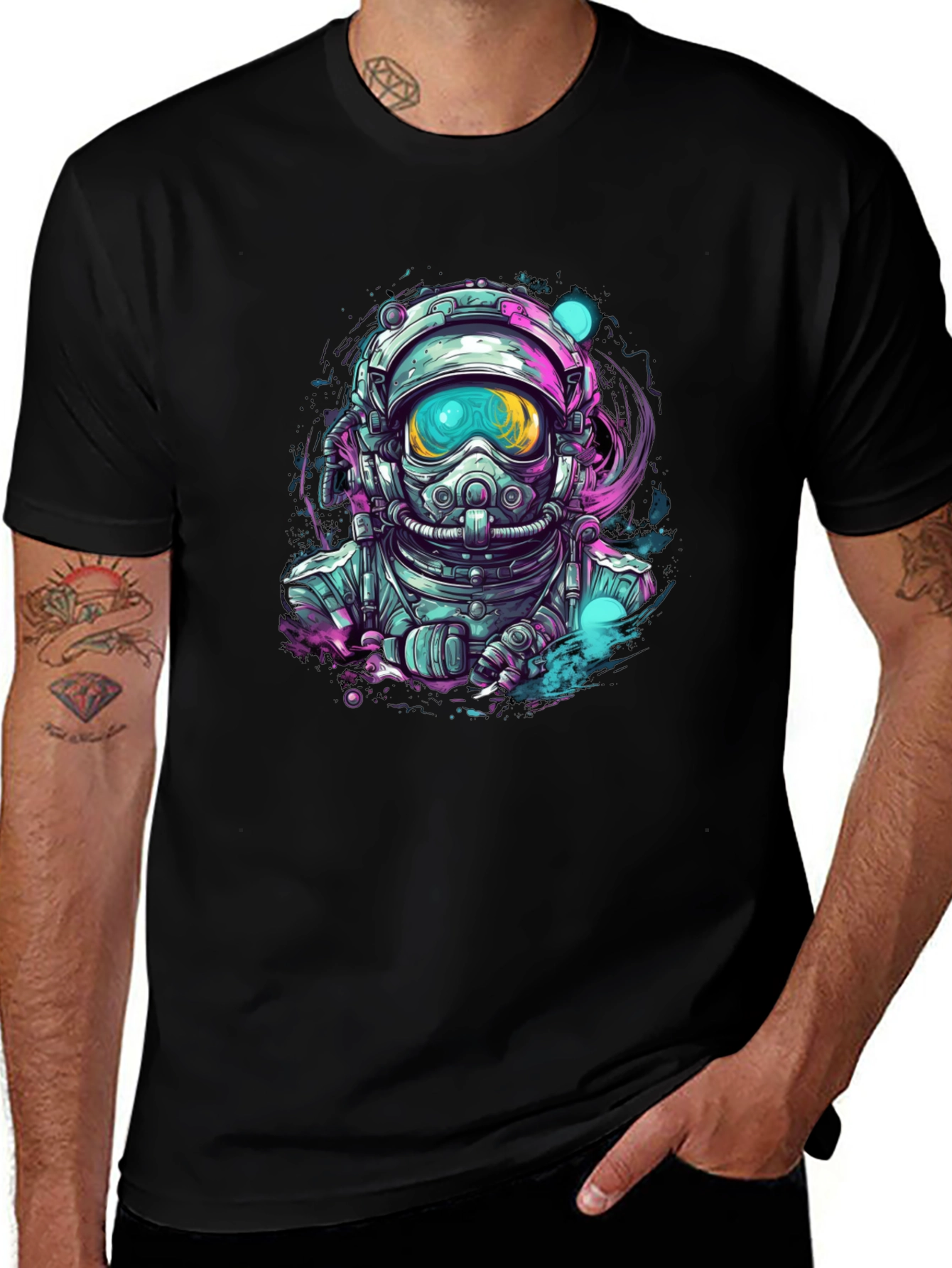 Astronaut Graphic Black T-Shirt - Space Explorer Tee