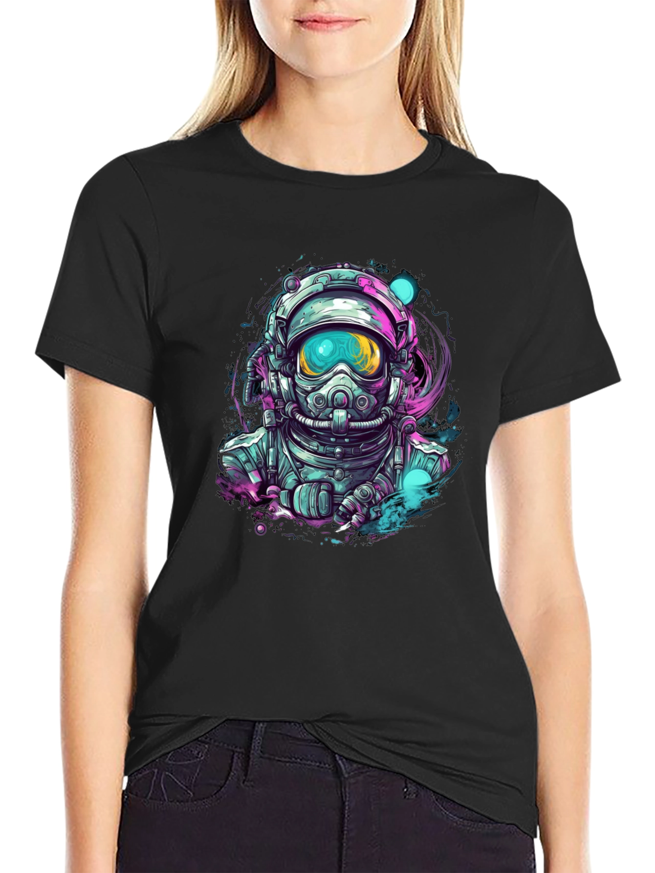 Astronaut Graphic Black T-Shirt - Space Explorer Tee