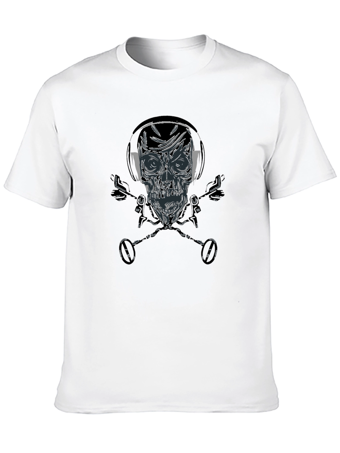 Skull & Hockey Sticks Graphic Black T-Shirt