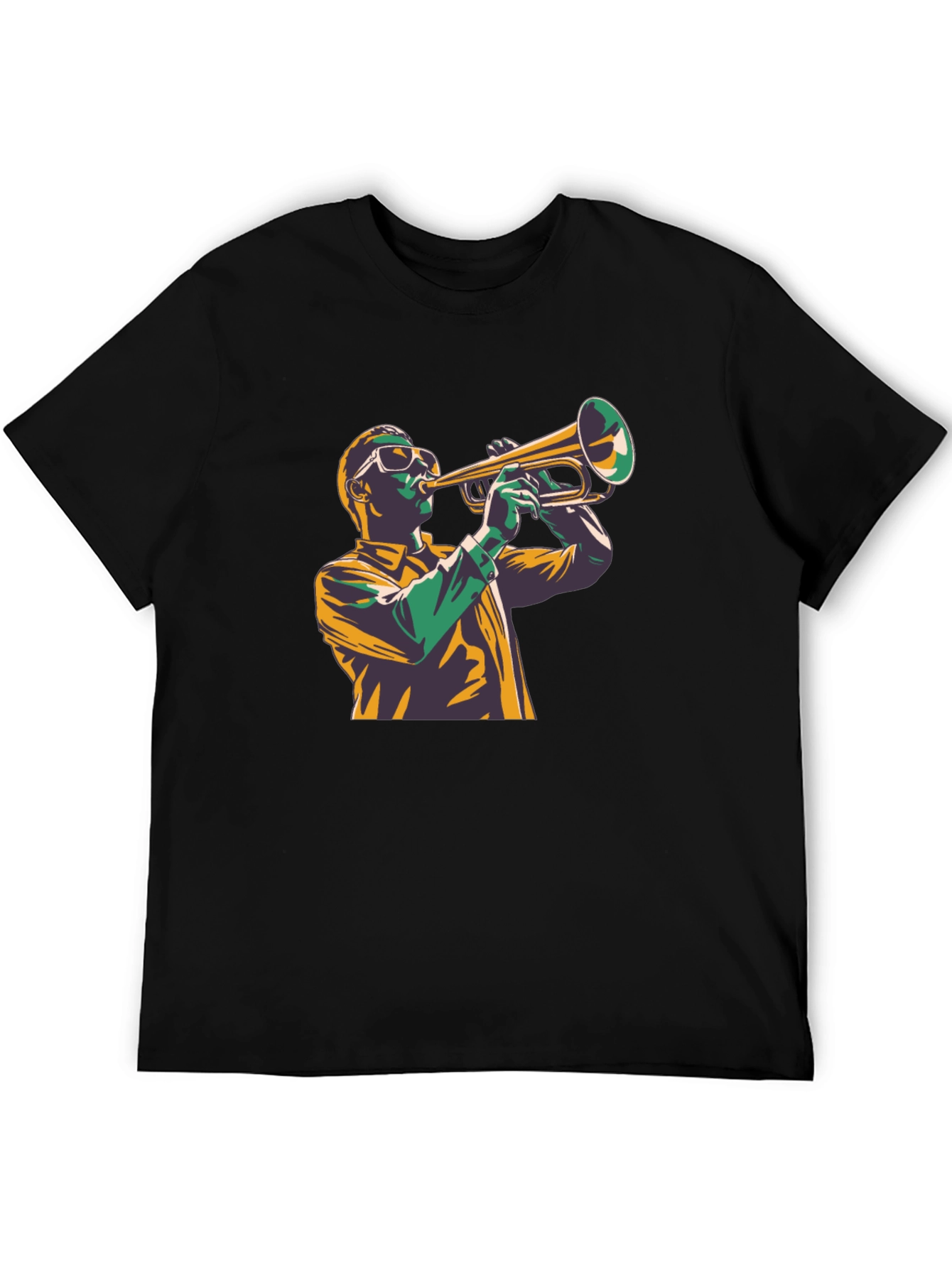 Trumpet Player Graphic Tee - Stylish Black Cotton Shirt