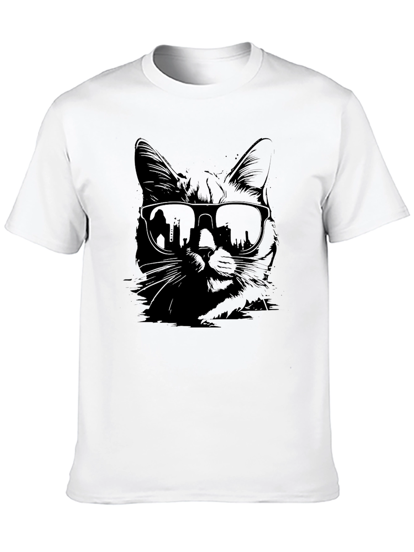 Cool Cat in Shades Graphic T-Shirt - Black