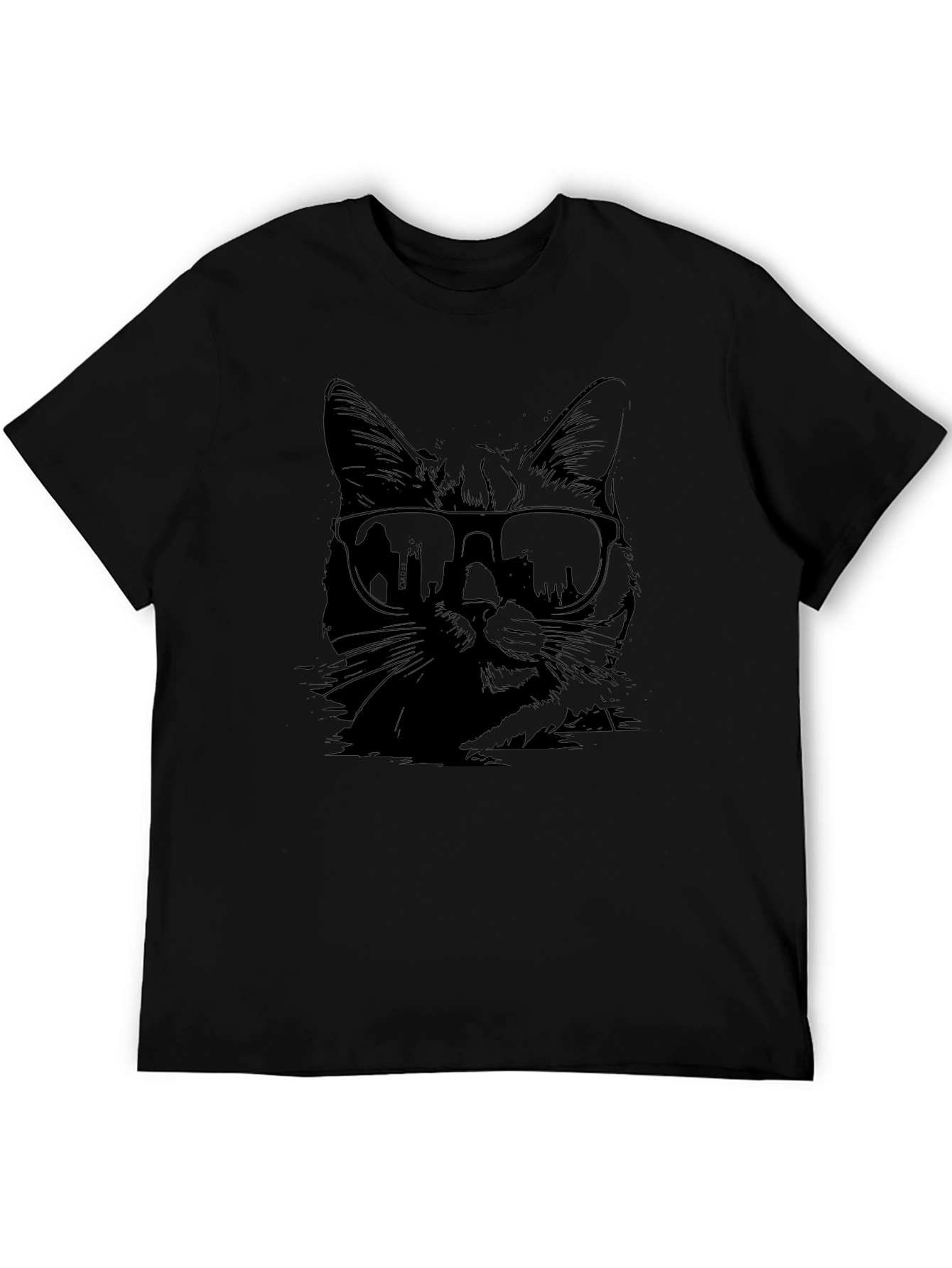 Cool Cat in Shades Graphic T-Shirt - Black