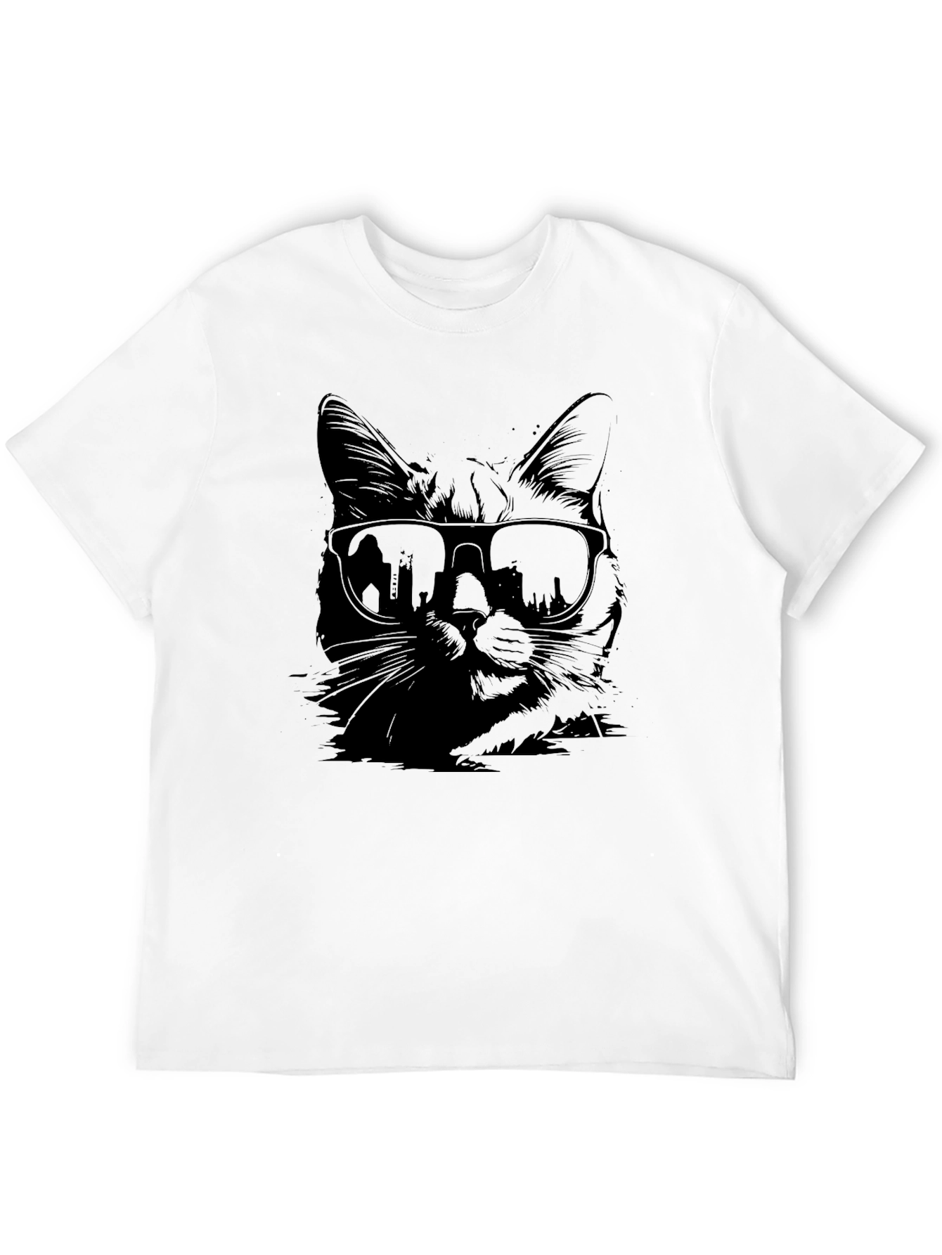 Cool Cat in Shades Graphic T-Shirt - Black