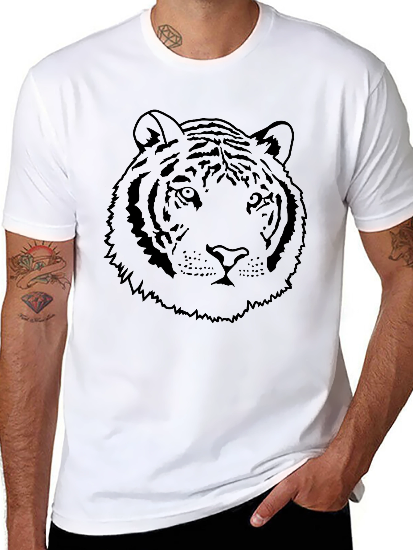 Mens Black Tiger Graphic Tee