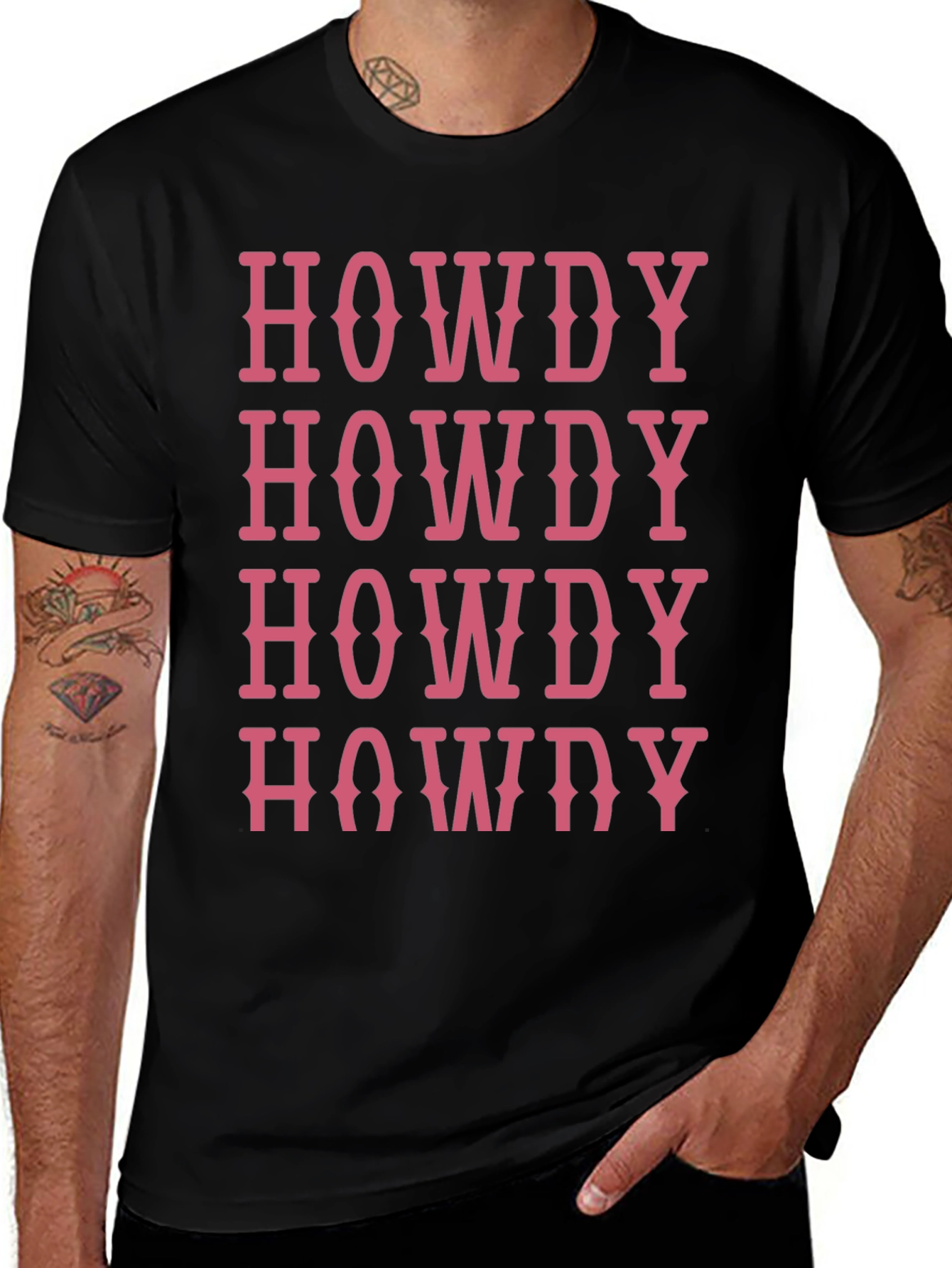 Howdy T-Shirt - Western Style Pink Lettering Casual Wear