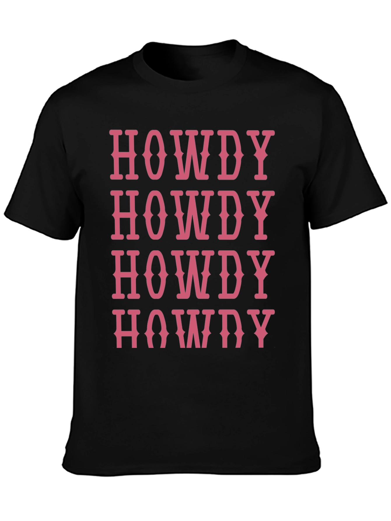 Howdy T-Shirt - Western Style Pink Lettering Casual Wear