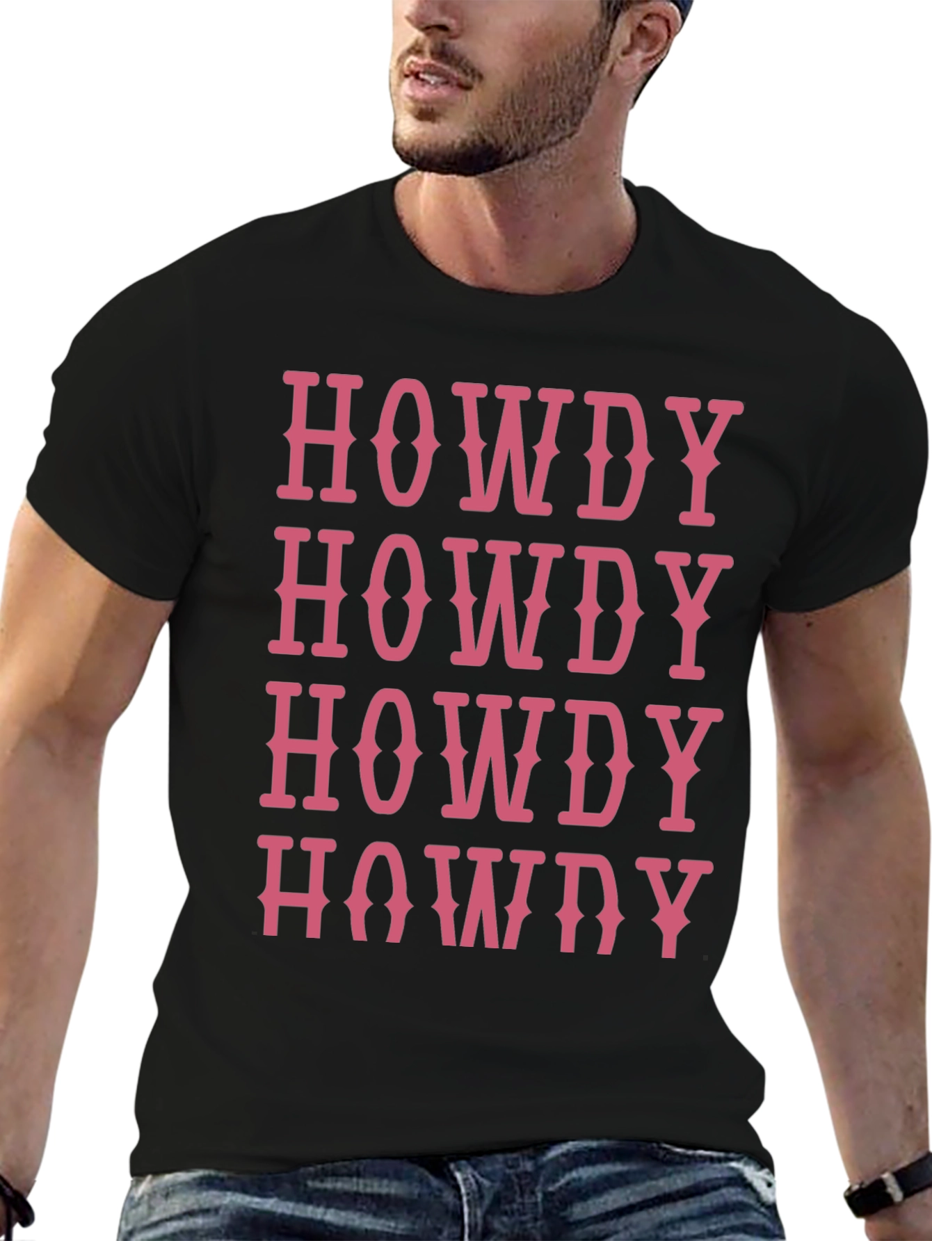 Howdy T-Shirt - Western Style Pink Lettering Casual Wear