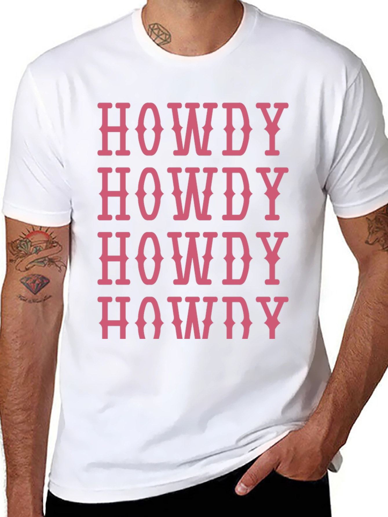 Howdy T-Shirt - Western Style Pink Lettering Casual Wear