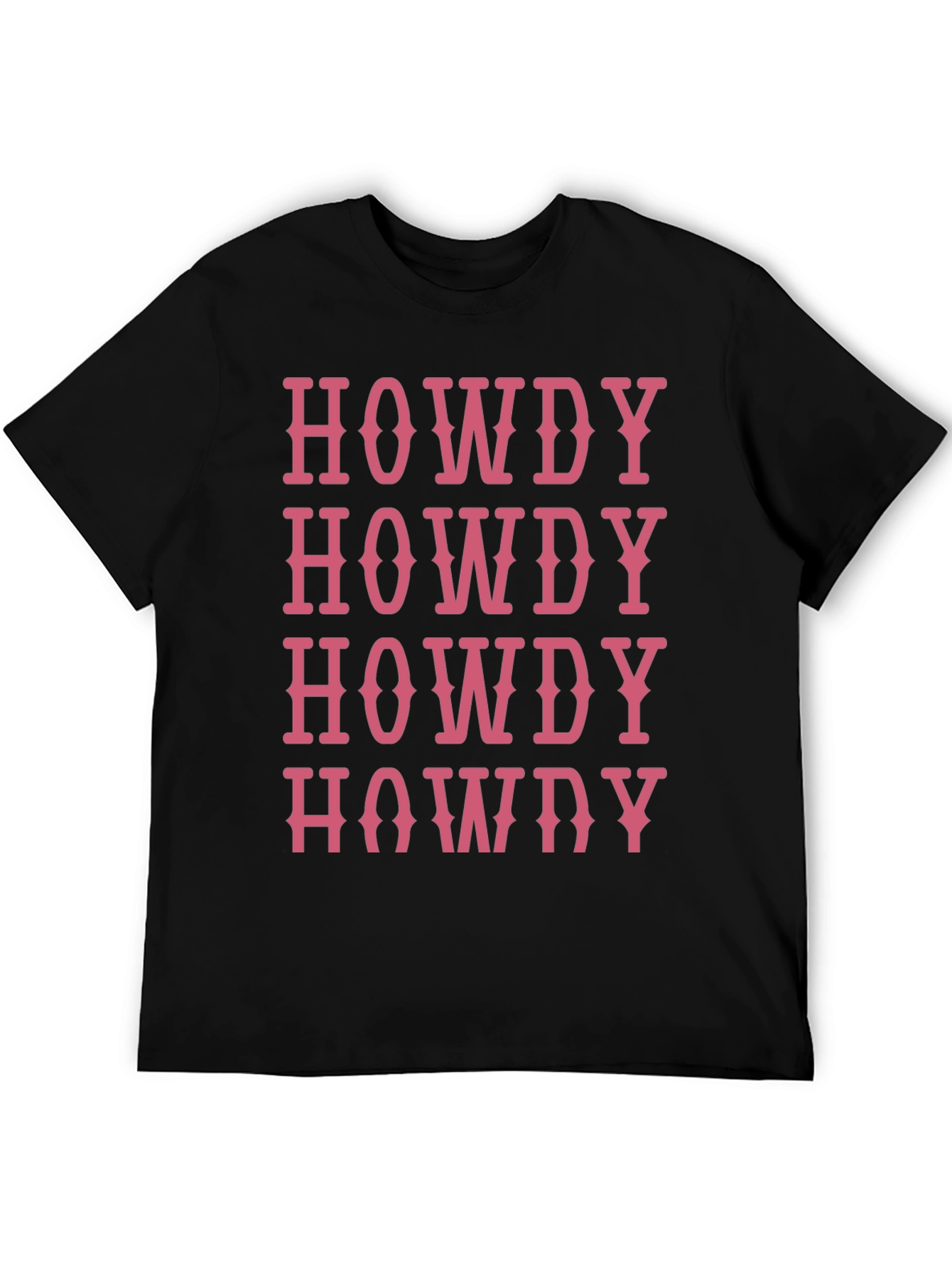 Howdy T-Shirt - Western Style Pink Lettering Casual Wear