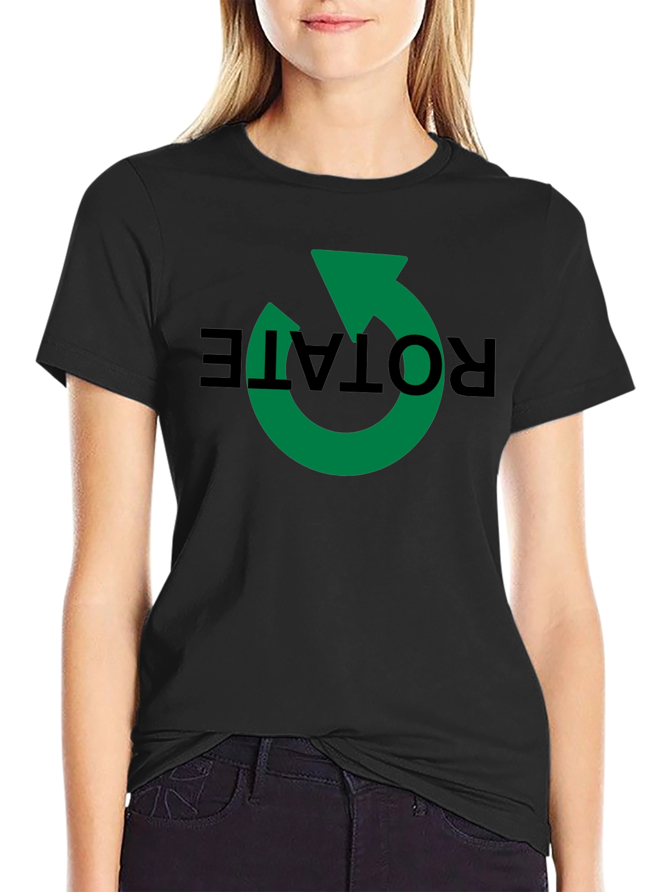 Rotate Graphic Tee - Modern Black Cotton Shirt
