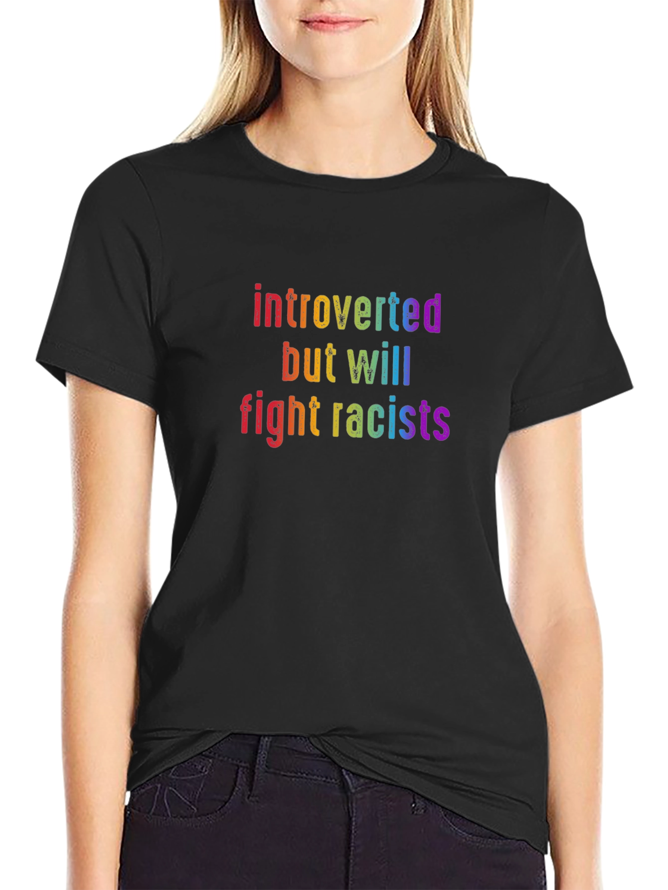 Introverted But Will Fight Racists T-Shirt