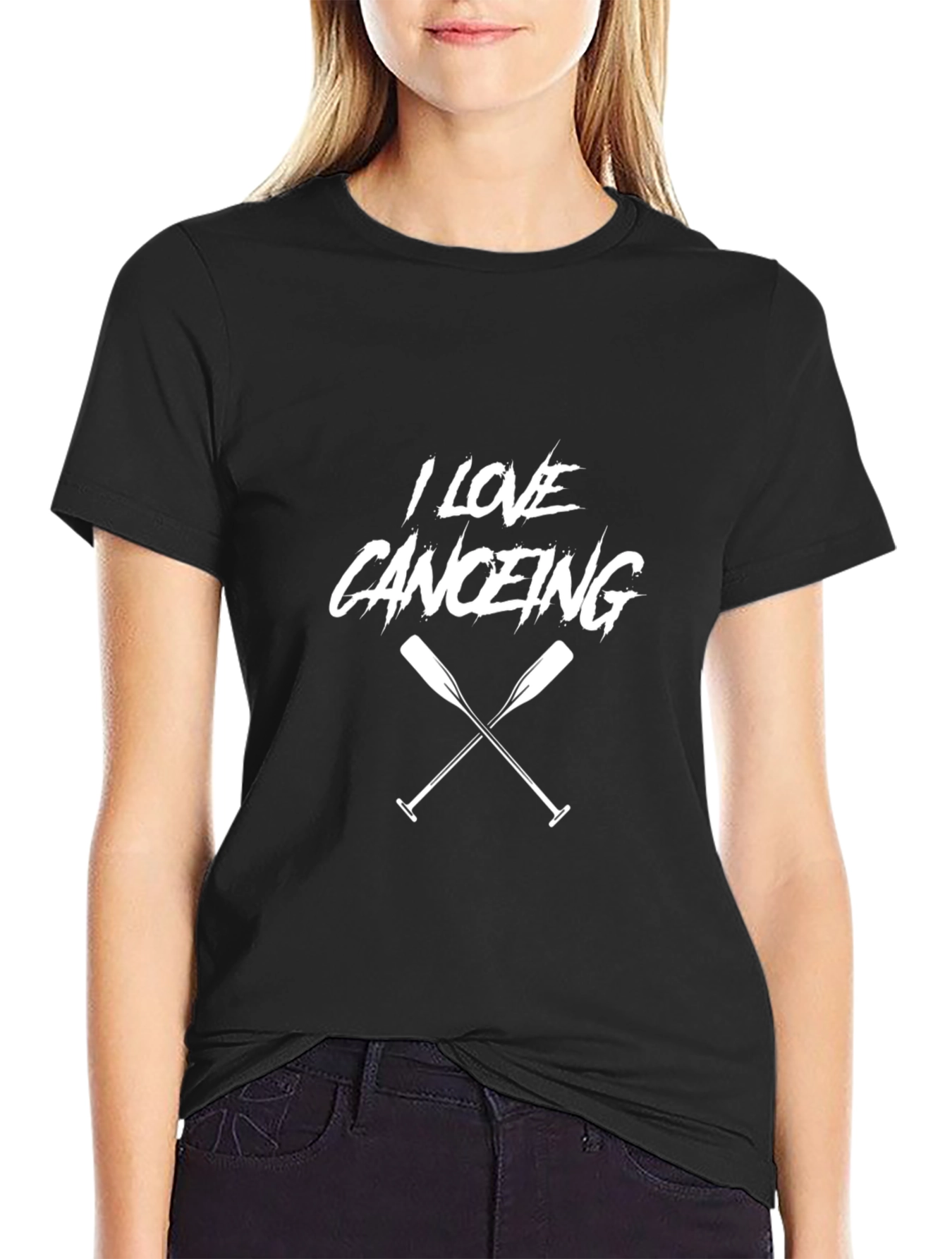 I Love Canoeing Black T-Shirt