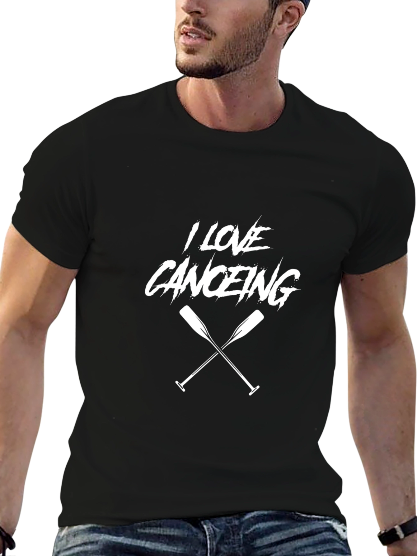 I Love Canoeing Black T-Shirt