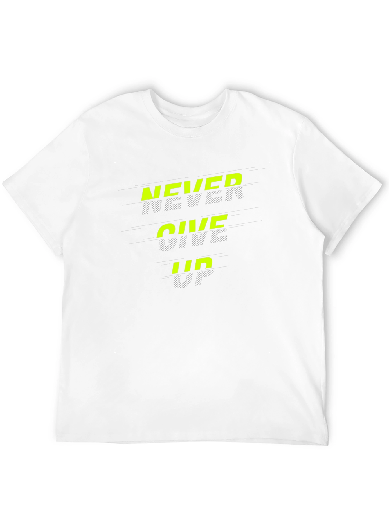 Never Give Up Graphic Print Black T-Shirt