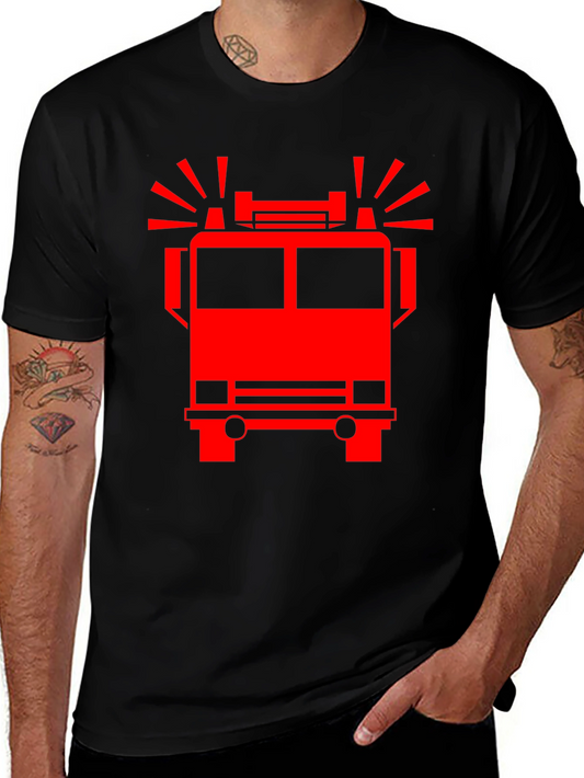 Firetruck Graphic Tee - Black Cotton T-Shirt