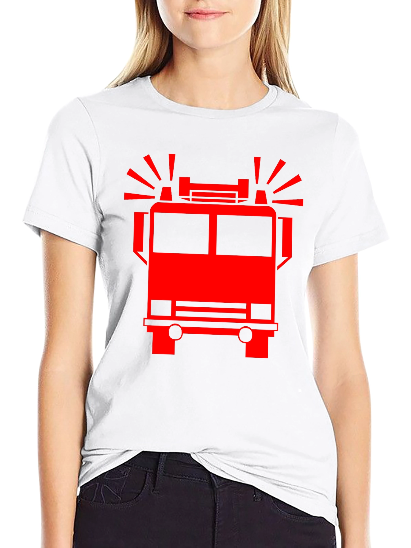 Firetruck Graphic Tee - Black Cotton T-Shirt