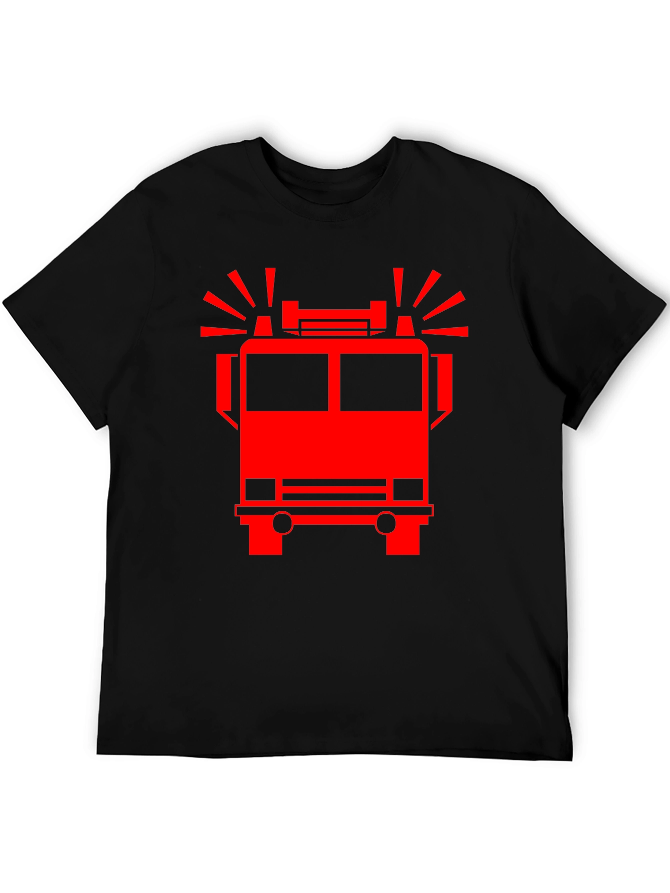 Firetruck Graphic Tee - Black Cotton T-Shirt