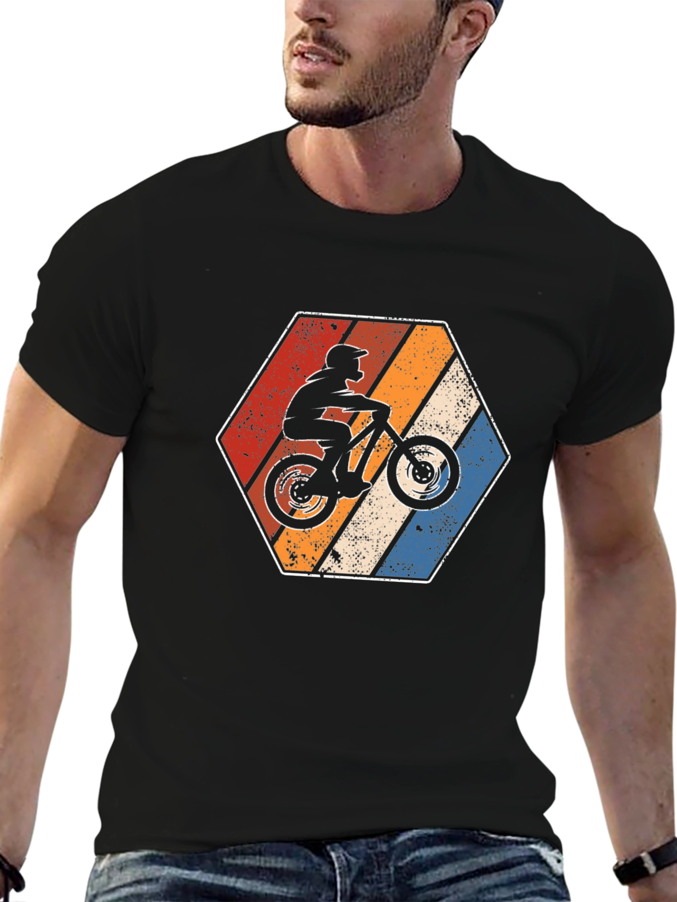 Mountain Bike Retro Hexagon Graphic Tee