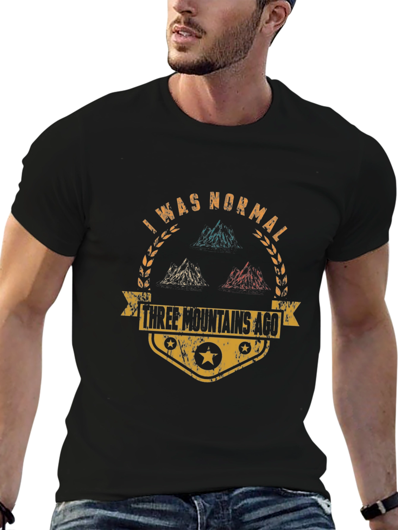 I Was Normal Three Mountains Ago Black T-Shirt