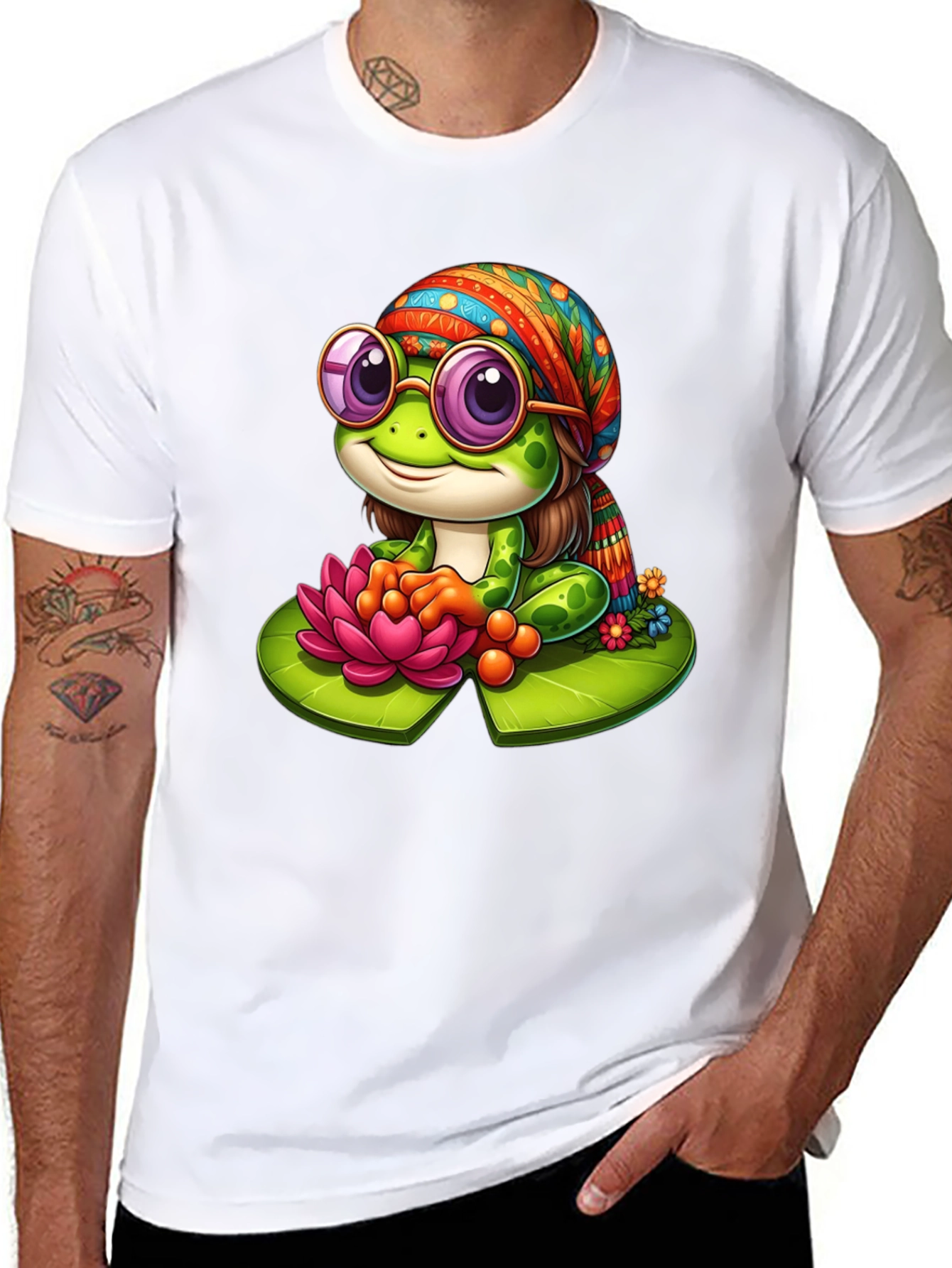 Hippie Frog T-Shirt - Cute Cartoon Tee