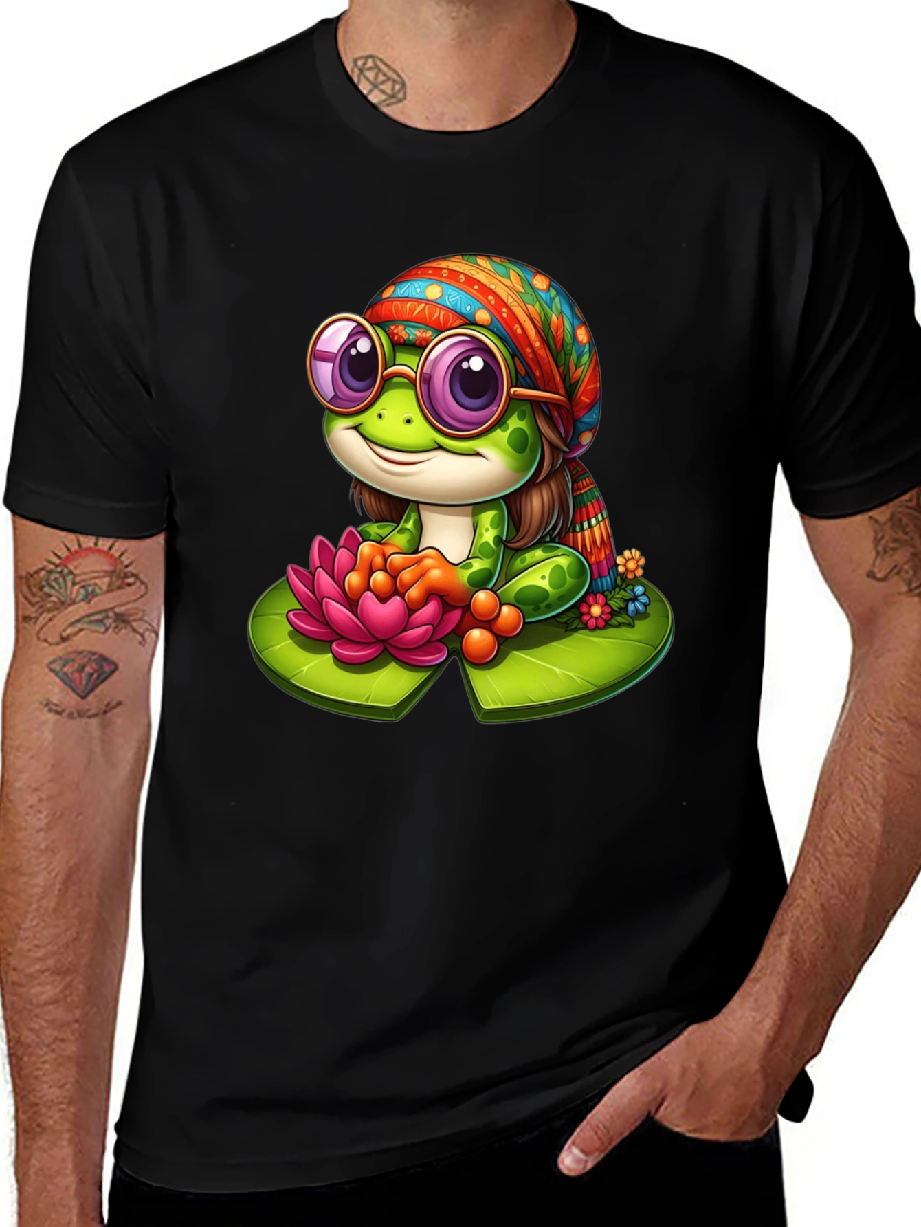 Hippie Frog T-Shirt - Cute Cartoon Tee