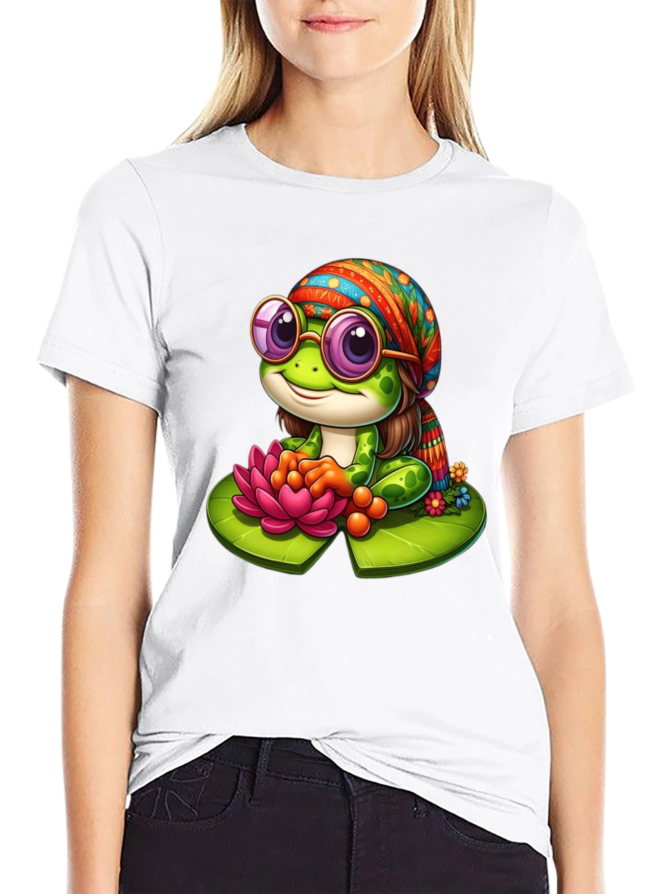 Hippie Frog T-Shirt - Cute Cartoon Tee
