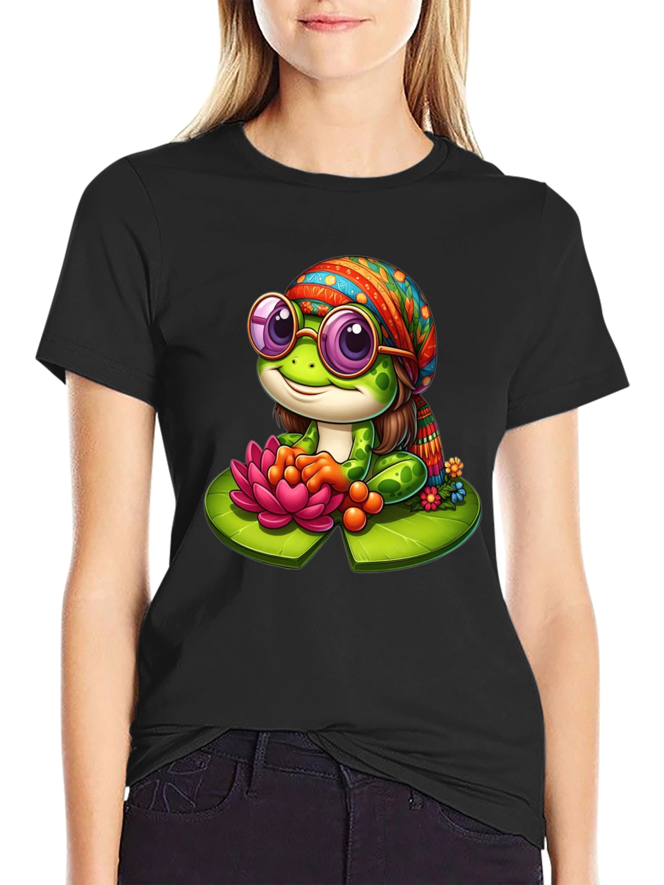 Hippie Frog T-Shirt - Cute Cartoon Tee